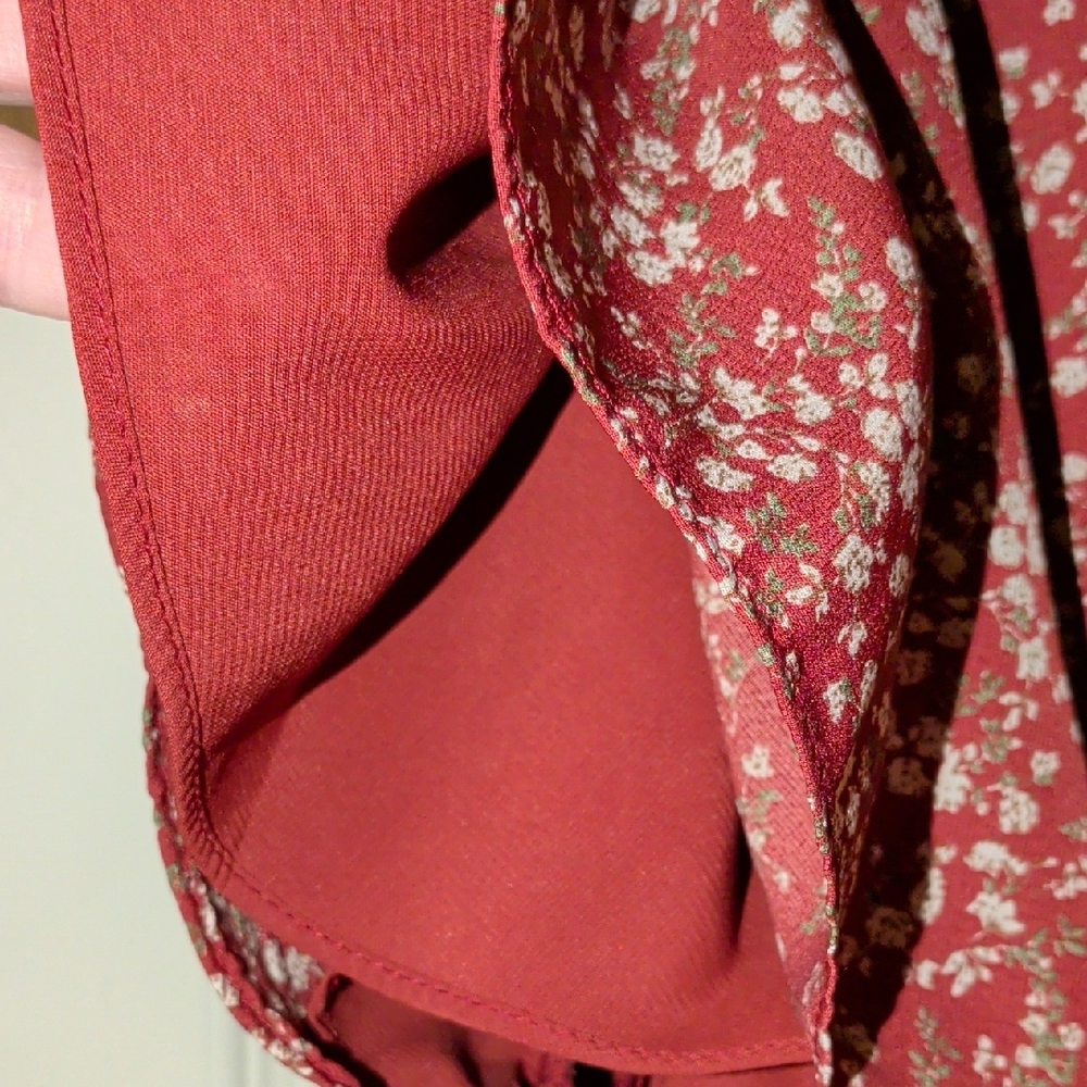 Mikarose Rust Floral V-Neck Tiered Maxi Dress - Picture 4 of 8